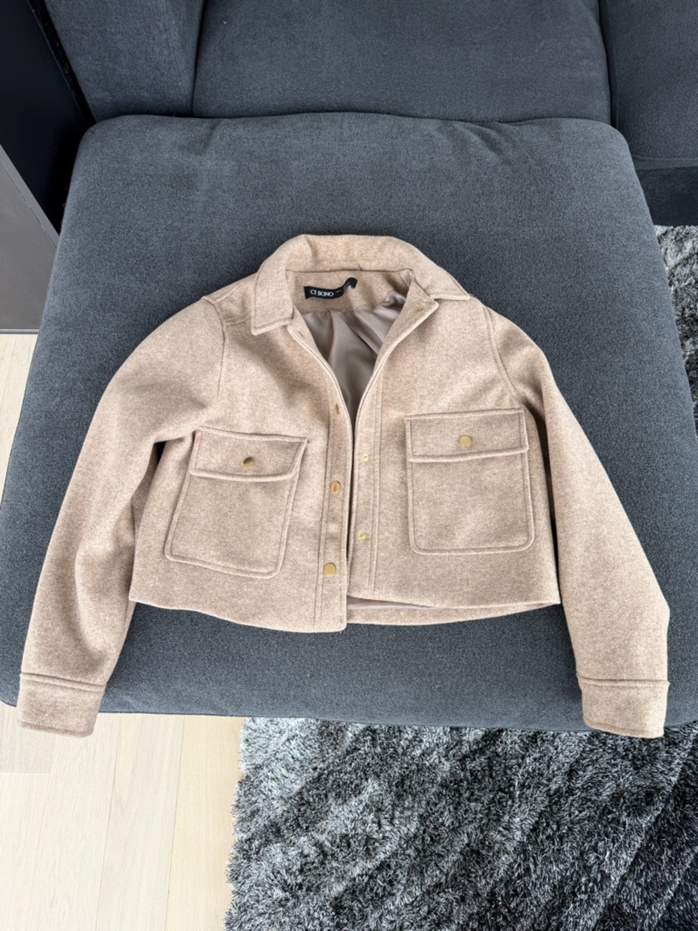 croft & barrow Tan Wool-Blend Lined Crop Jacket